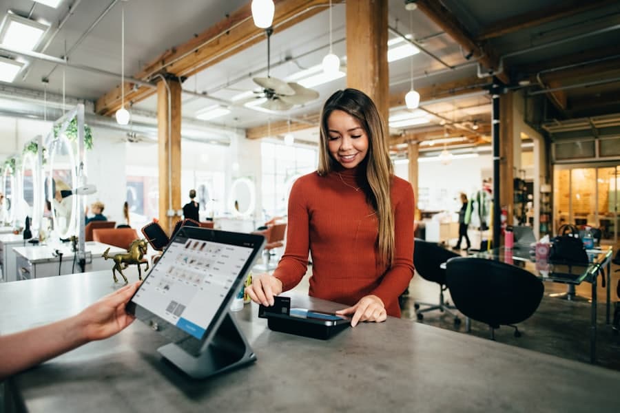 Encaissement sur tablette dans un commerce