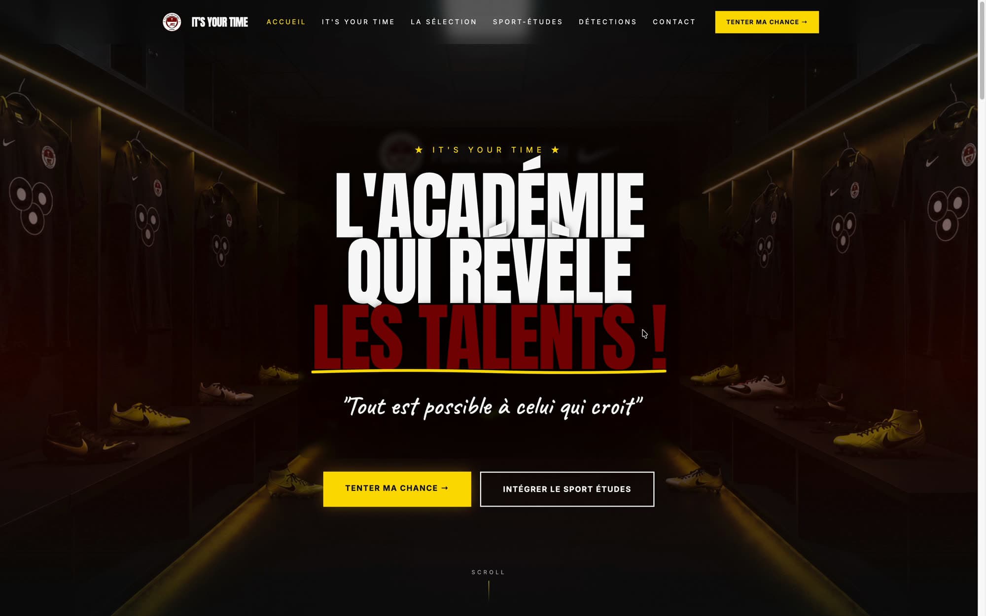 It's Your Time — page d'accueil de l'académie